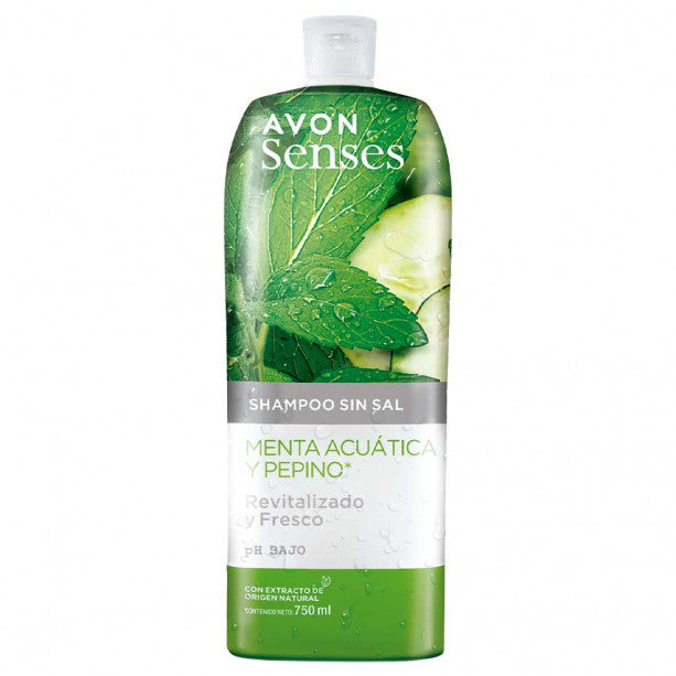 Avon Senses Shampoo Sin Sal Menta y Pepino