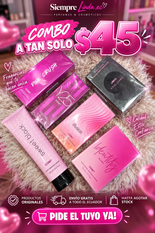 Combo de Perfumes y Cosméticos Yanbal – Pink Crush, Sweet Black y más
